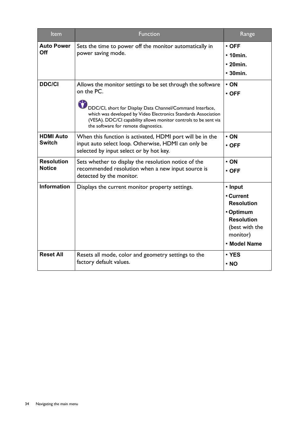 BenQ Professional RTS Gaming Monitor RL2240H User Manual | Page 34 / 36