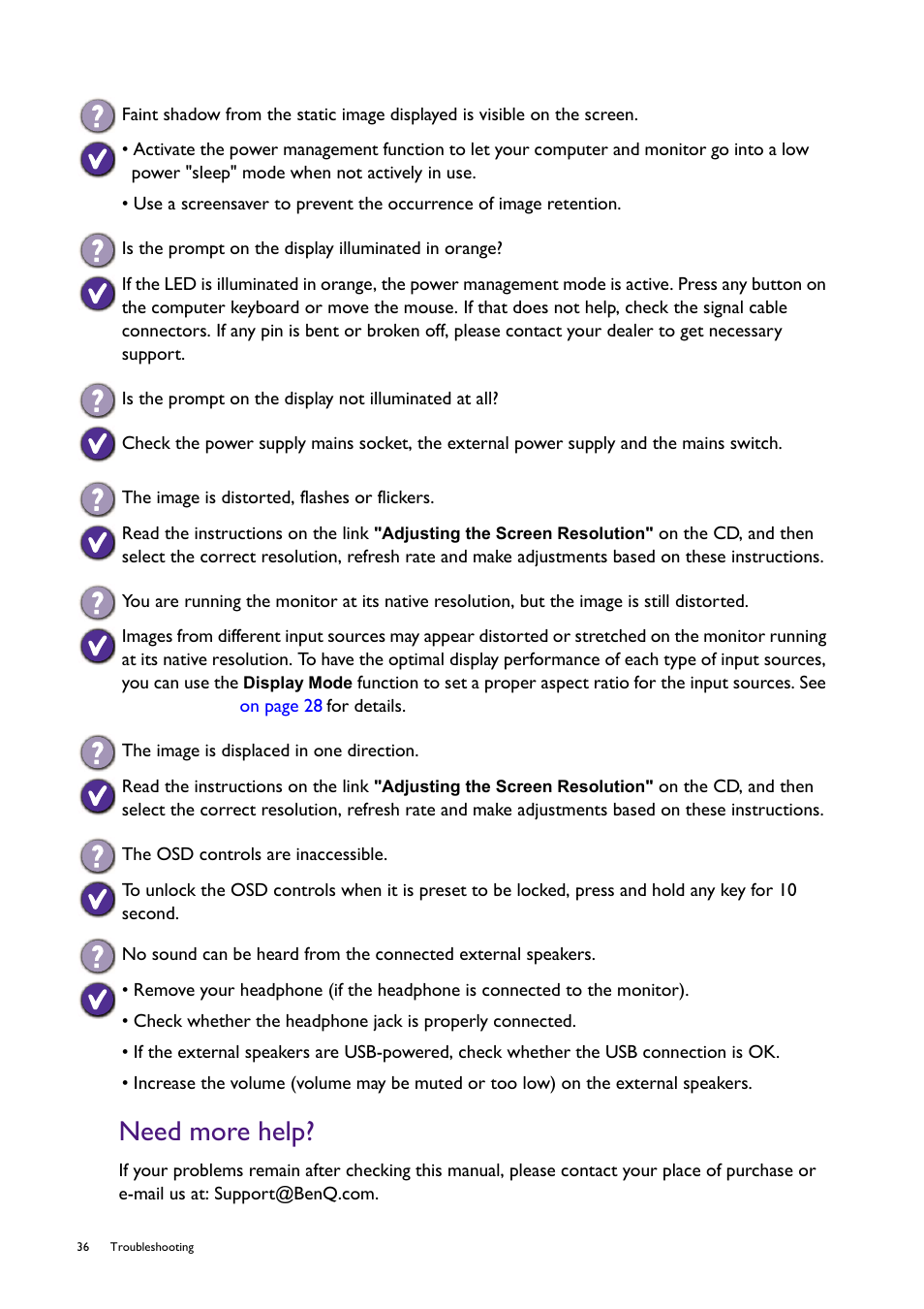 Need more help | BenQ Professional RTS Gaming Monitor RL2240H User Manual | Page 36 / 36