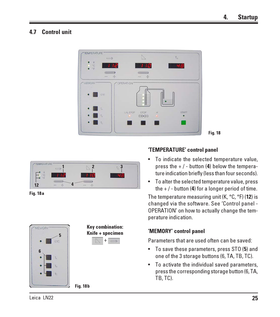 7 control unit, Control unit, Startup | Leica Biosystems LN22 User Manual | Page 25 / 44