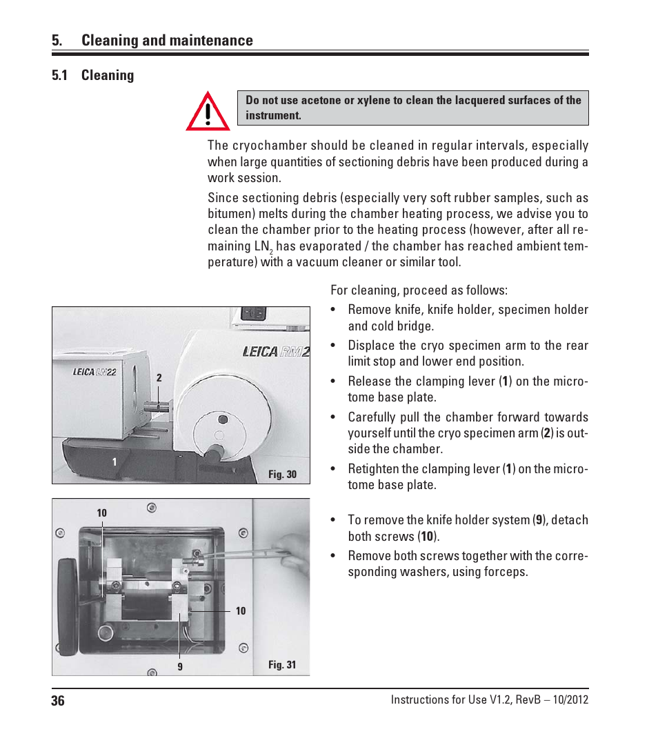 Cleaning and maintenance | Leica Biosystems LN22 User Manual | Page 36 / 44