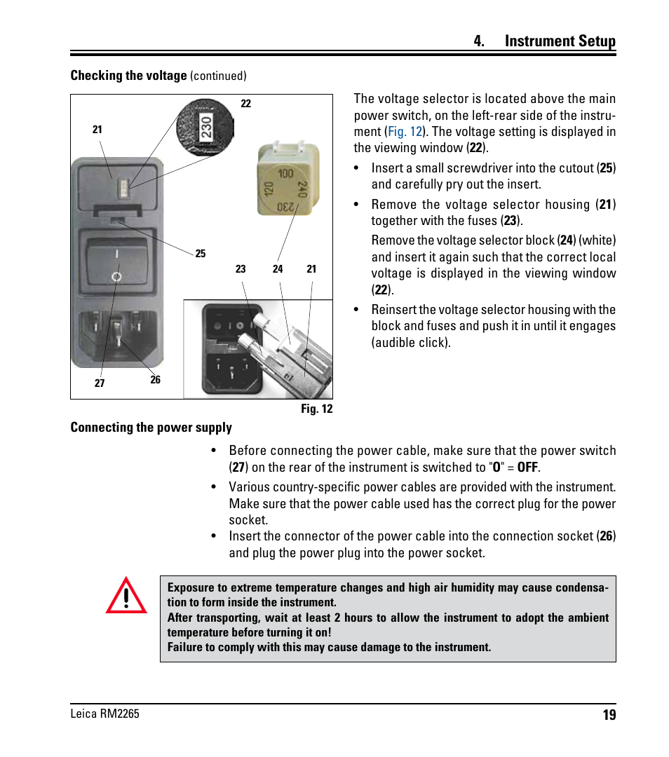 Instrument setup | Leica Biosystems RM2265 User Manual | Page 21 / 88