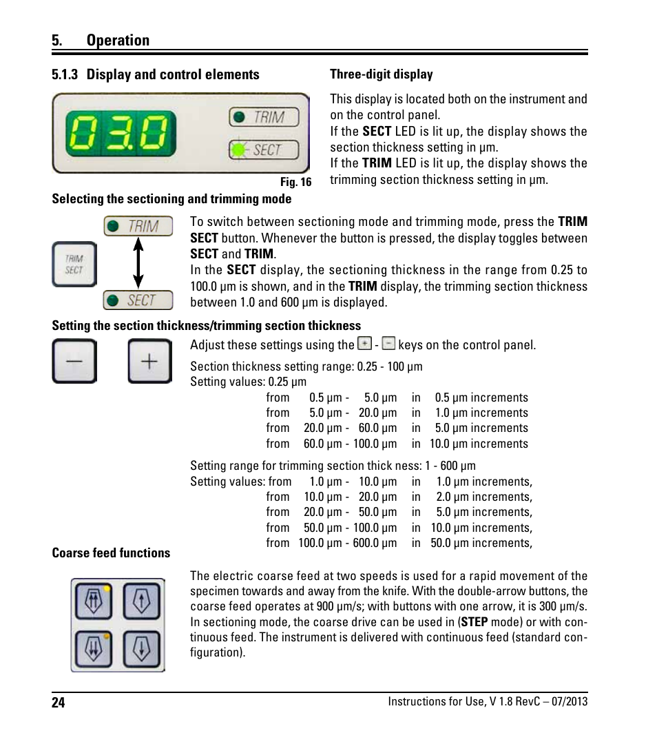 3 anzeige- und schaltelemente, 3 display and control elements, Operation | Leica Biosystems RM2265 User Manual | Page 26 / 88