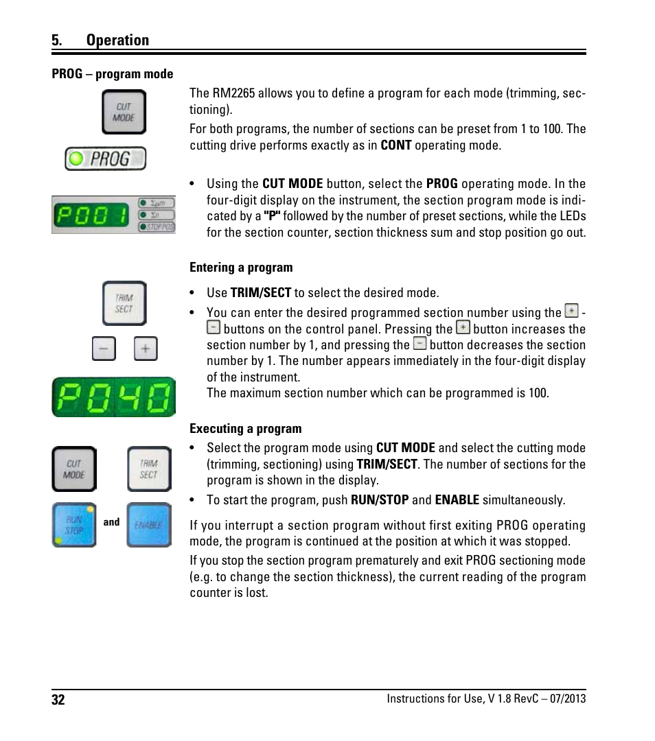 Operation | Leica Biosystems RM2265 User Manual | Page 34 / 88