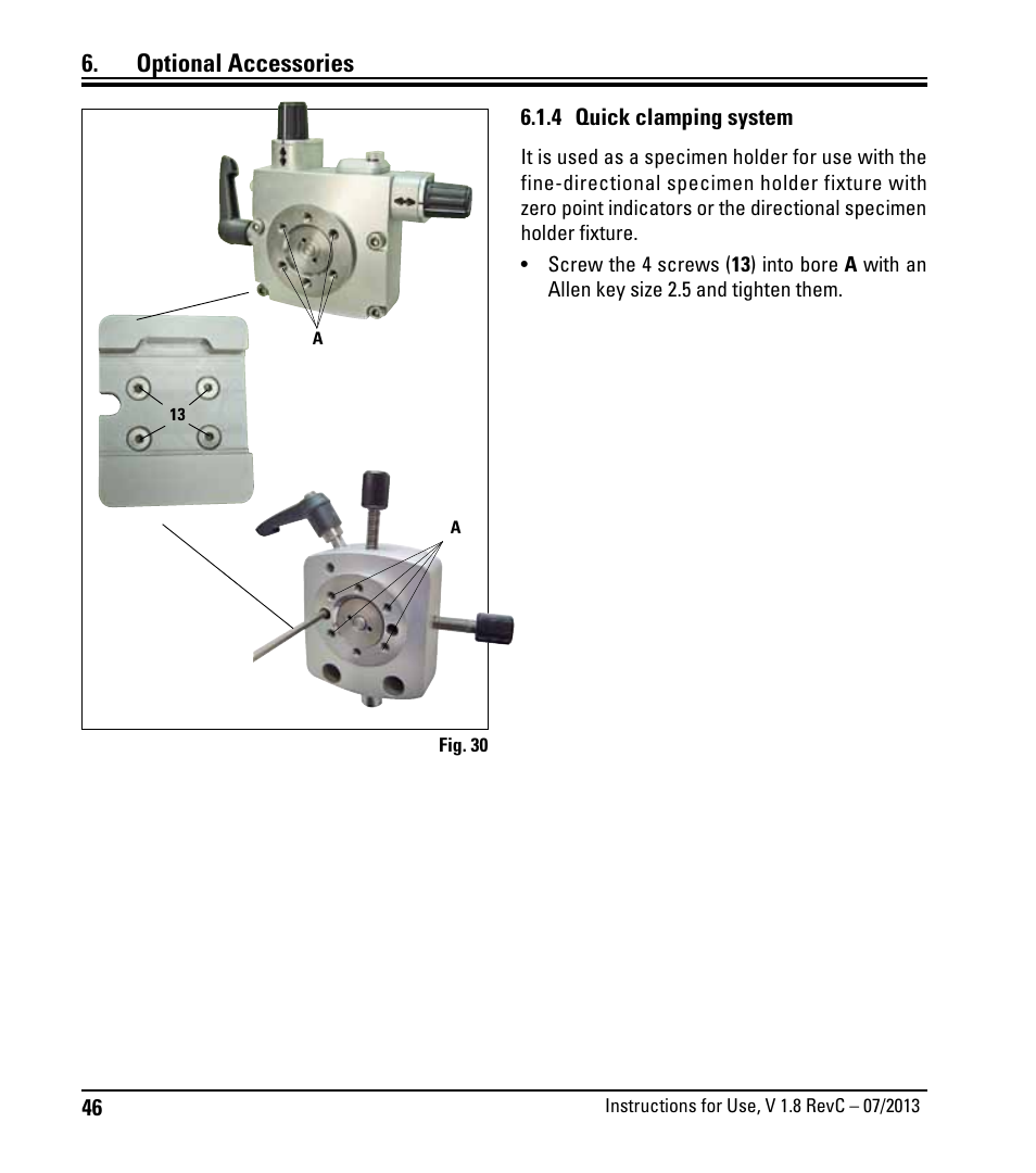 4 schnellspannsystem, 4 quick clamping system, Optional accessories | Leica Biosystems RM2265 User Manual | Page 48 / 88