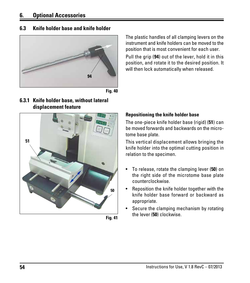 3 messerhalterbasis und messerhalter, 1 messerhalterbasis starr, Knife holder base and knife holder | Optional accessories | Leica Biosystems RM2265 User Manual | Page 56 / 88