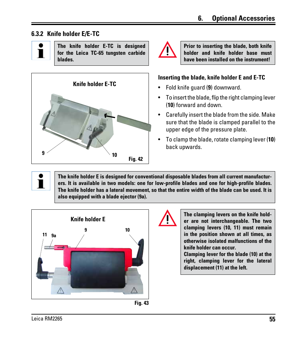 2 messerhalter e/e-tc, 2 knife holder e/e-tc, Optional accessories | Leica Biosystems RM2265 User Manual | Page 57 / 88