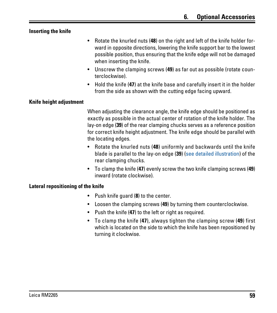 Optional accessories | Leica Biosystems RM2265 User Manual | Page 61 / 88