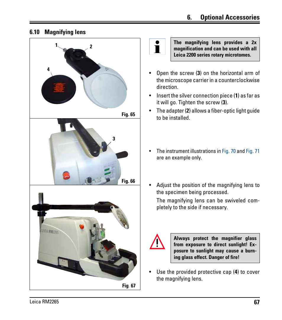 10 lupe, 10 magnifying lens, Optional accessories | Leica Biosystems RM2265 User Manual | Page 69 / 88