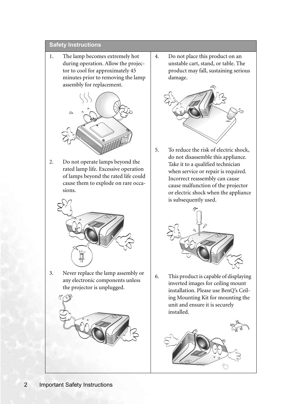 BenQ PB8250 User Manual | Page 8 / 53