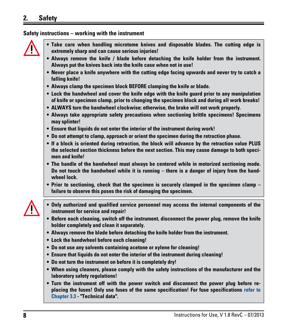 Safety | Leica Biosystems RM2255 User Manual | Page 10 / 82