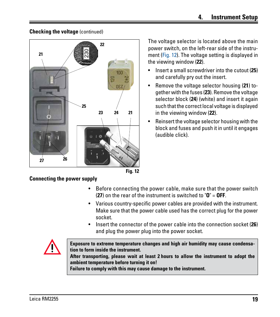 Instrument setup | Leica Biosystems RM2255 User Manual | Page 21 / 82