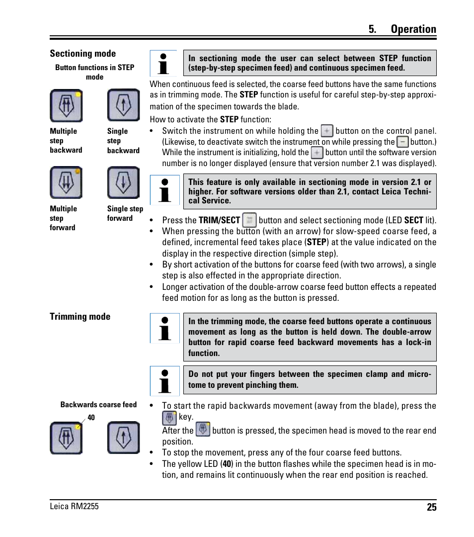 Operation | Leica Biosystems RM2255 User Manual | Page 27 / 82