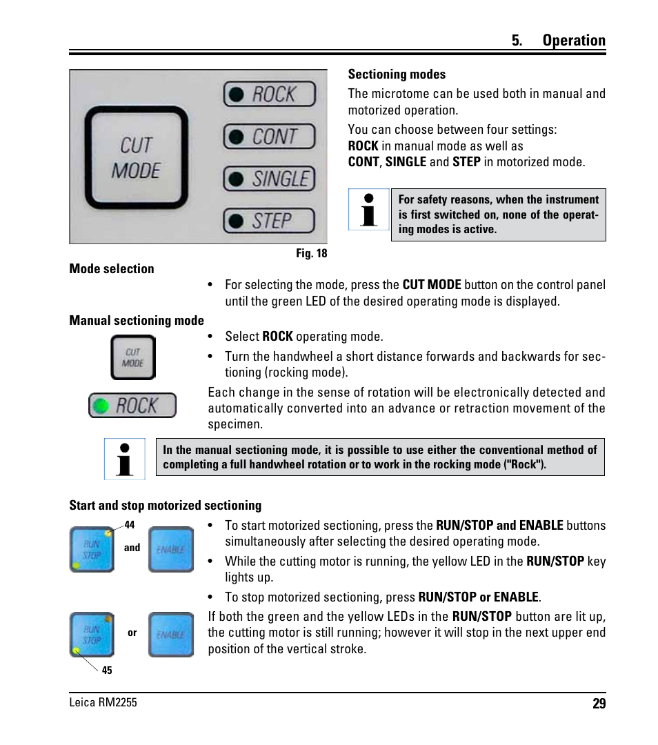 Operation | Leica Biosystems RM2255 User Manual | Page 31 / 82