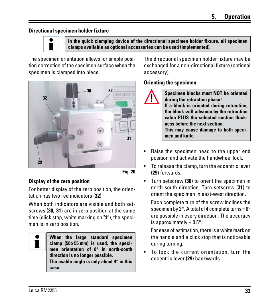 Operation | Leica Biosystems RM2255 User Manual | Page 35 / 82