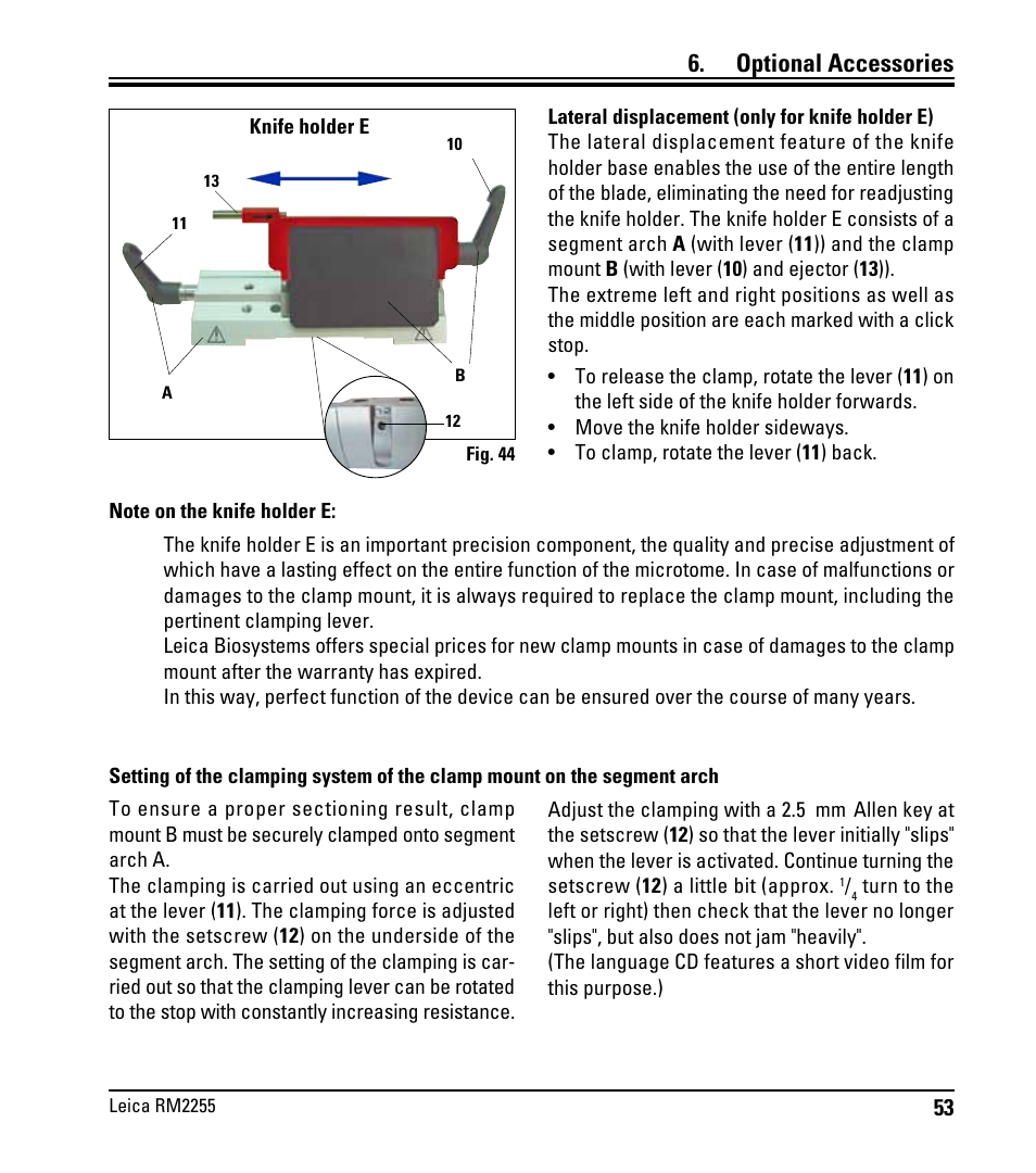 Optional accessories | Leica Biosystems RM2255 User Manual | Page 55 / 82
