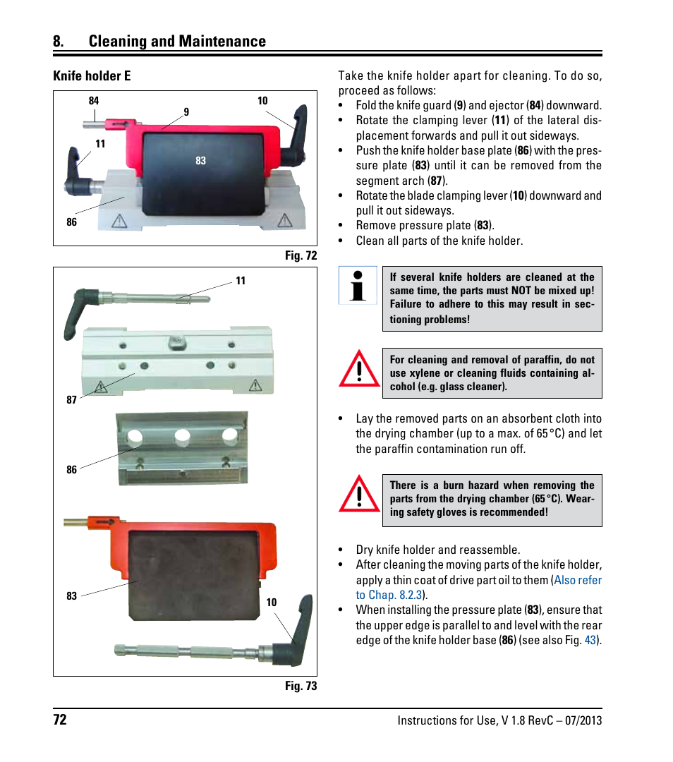 Cleaning and maintenance | Leica Biosystems RM2255 User Manual | Page 74 / 82