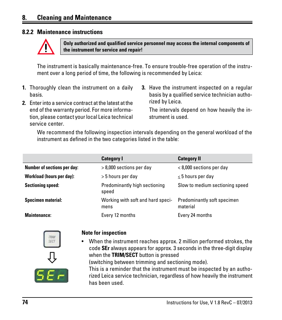 2 maintenance instructions, Cleaning and maintenance | Leica Biosystems RM2255 User Manual | Page 76 / 82