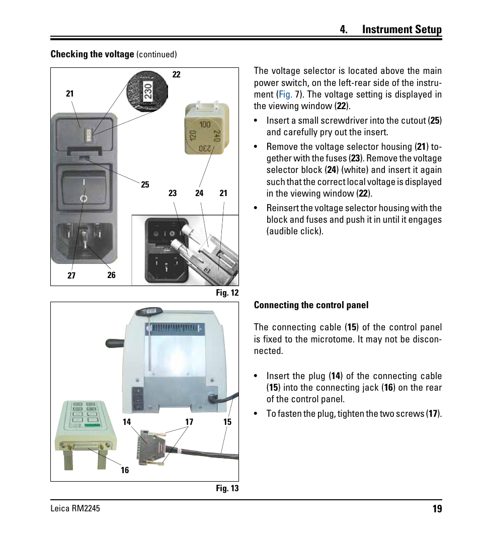 Instrument setup | Leica Biosystems RM2245 User Manual | Page 21 / 78