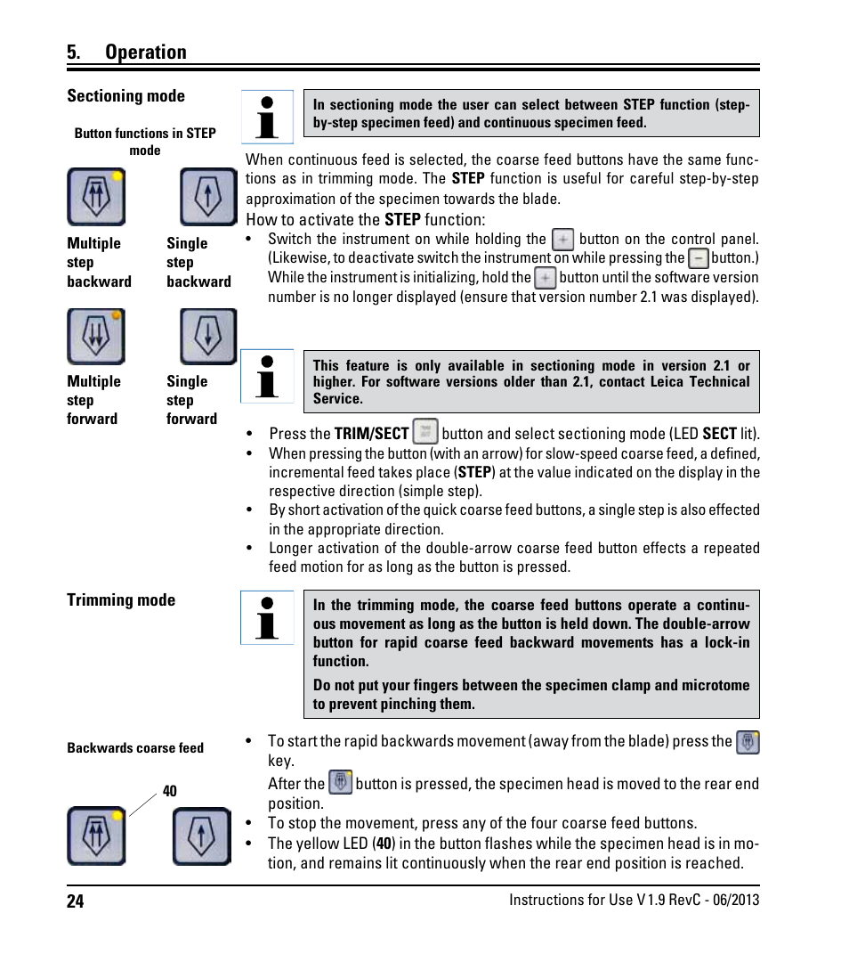 Operation | Leica Biosystems RM2245 User Manual | Page 26 / 78