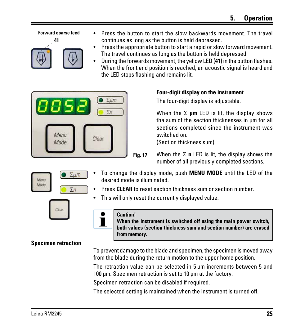 Operation | Leica Biosystems RM2245 User Manual | Page 27 / 78