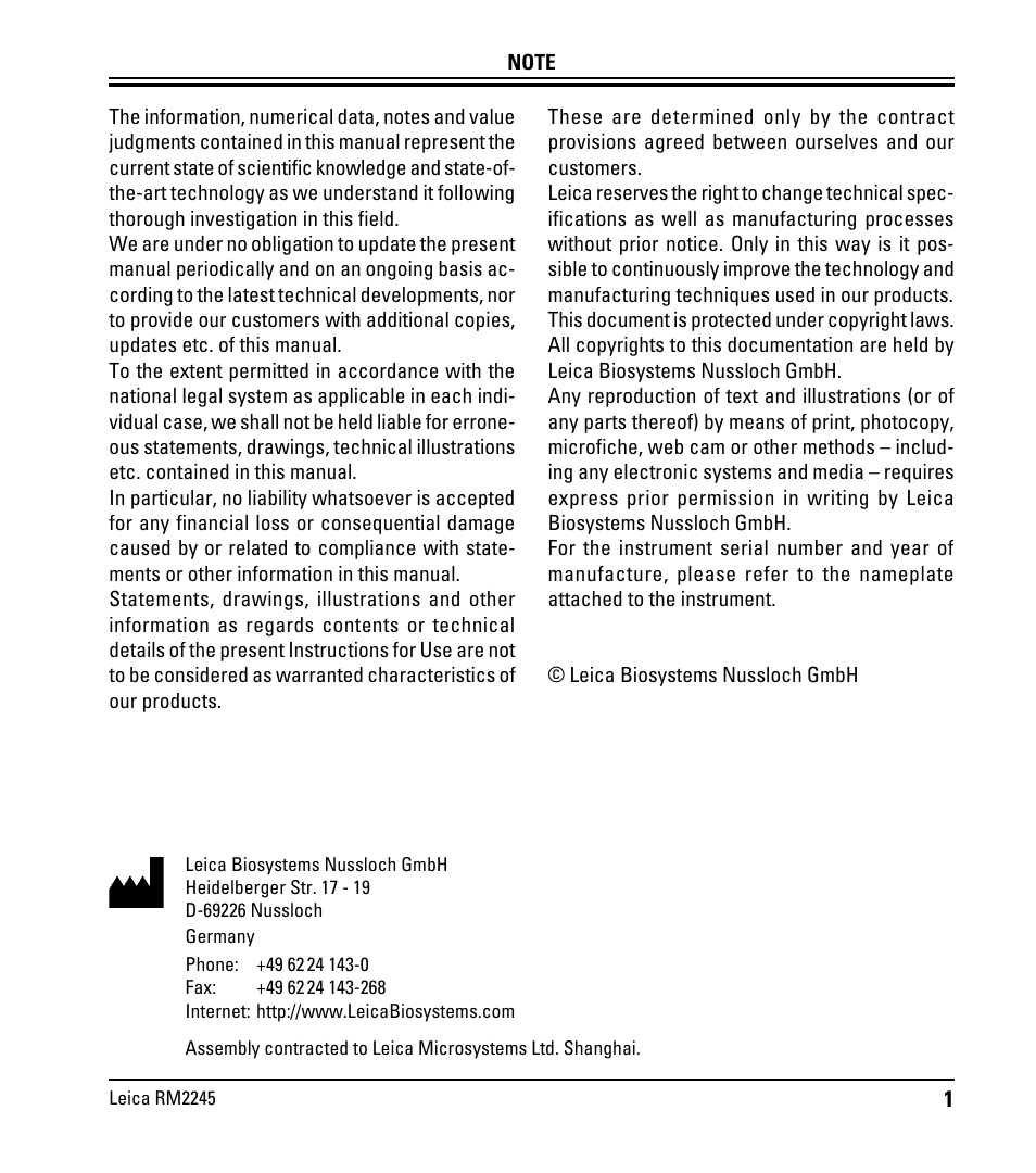 Leica Biosystems RM2245 User Manual | Page 3 / 78