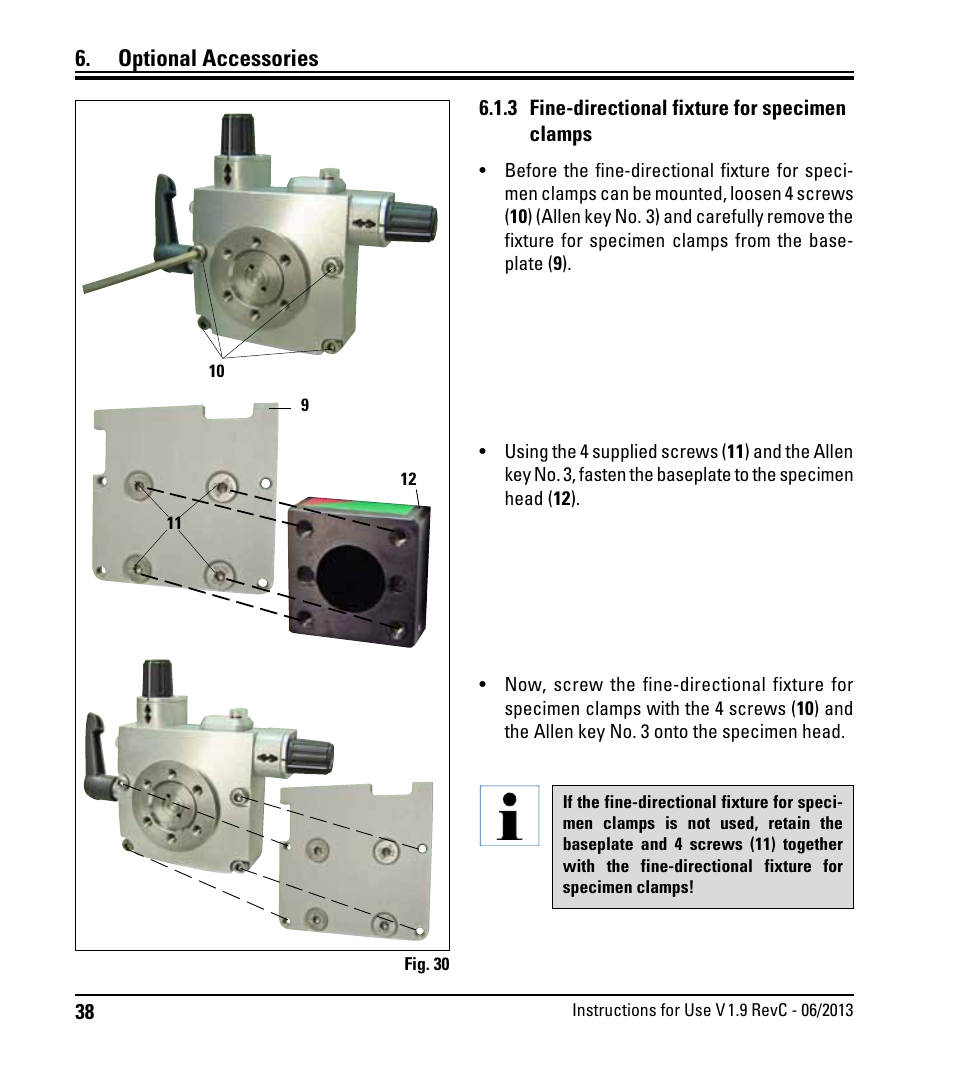 3 fine-directional fixture for specimen clamps, 3 fine-directional fixture for specimen clamps, Optional accessories | Leica Biosystems RM2245 User Manual | Page 40 / 78