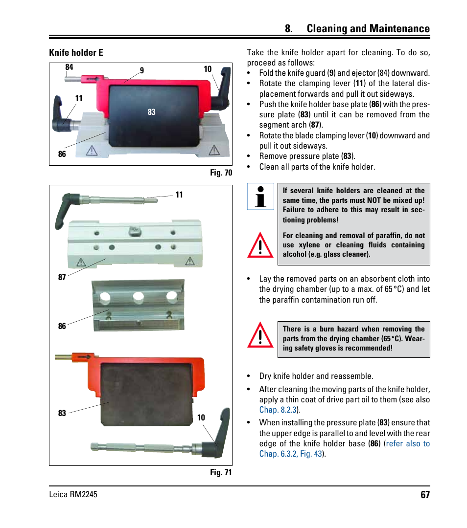 Cleaning and maintenance | Leica Biosystems RM2245 User Manual | Page 69 / 78