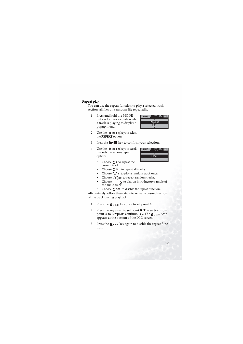 Repeat play | BenQ Joybee 200 User Manual | Page 29 / 69