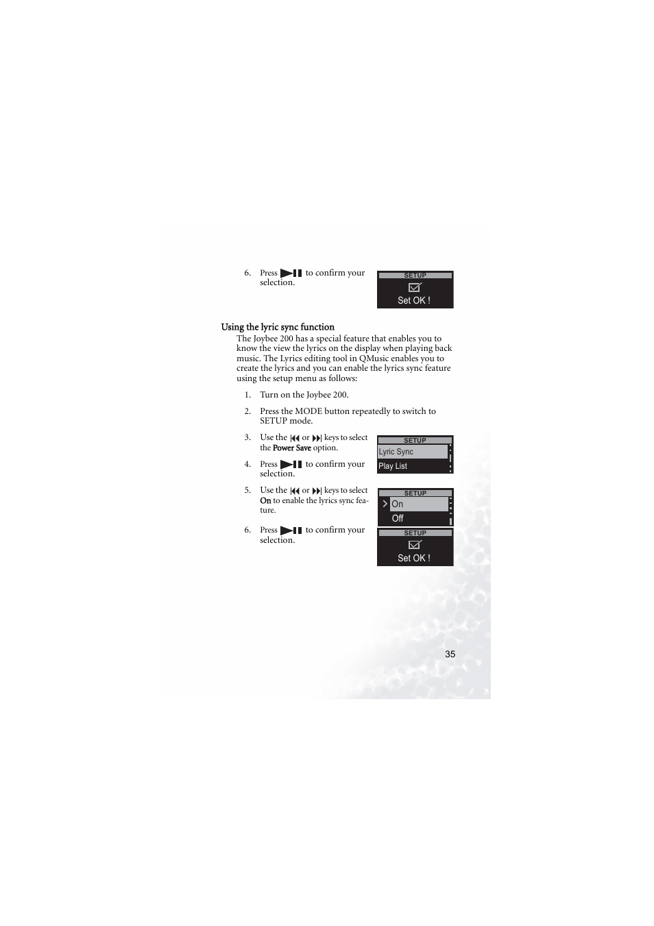 Using the lyric sync function | BenQ Joybee 200 User Manual | Page 41 / 69