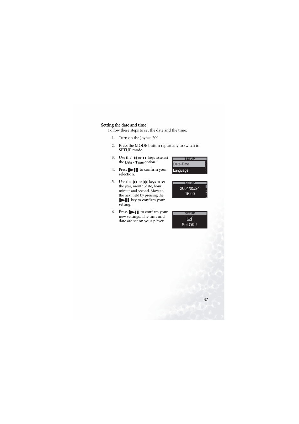 Setting the date and time | BenQ Joybee 200 User Manual | Page 43 / 69