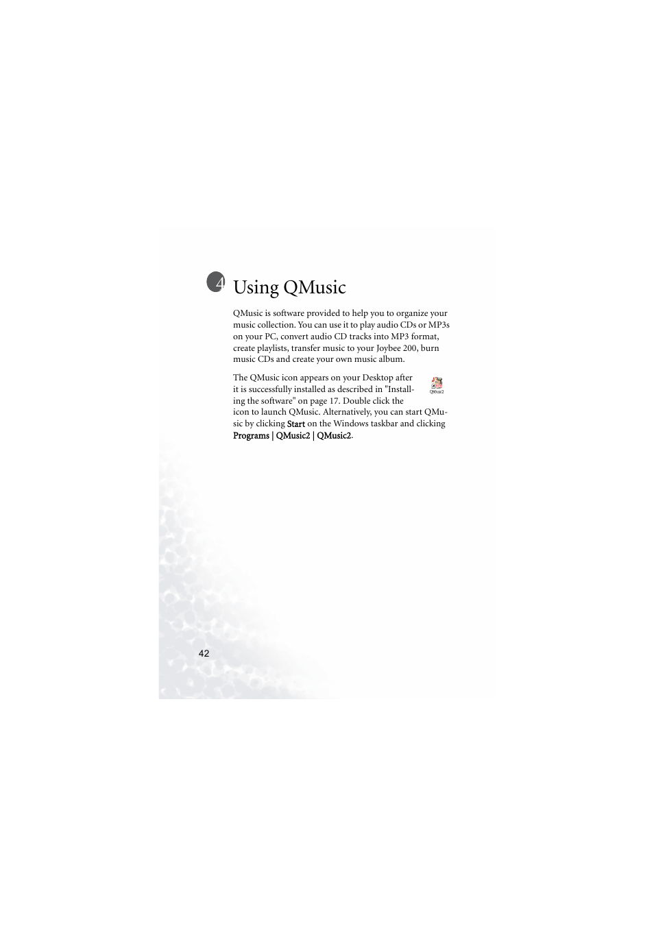 Using qmusic | BenQ Joybee 200 User Manual | Page 48 / 69