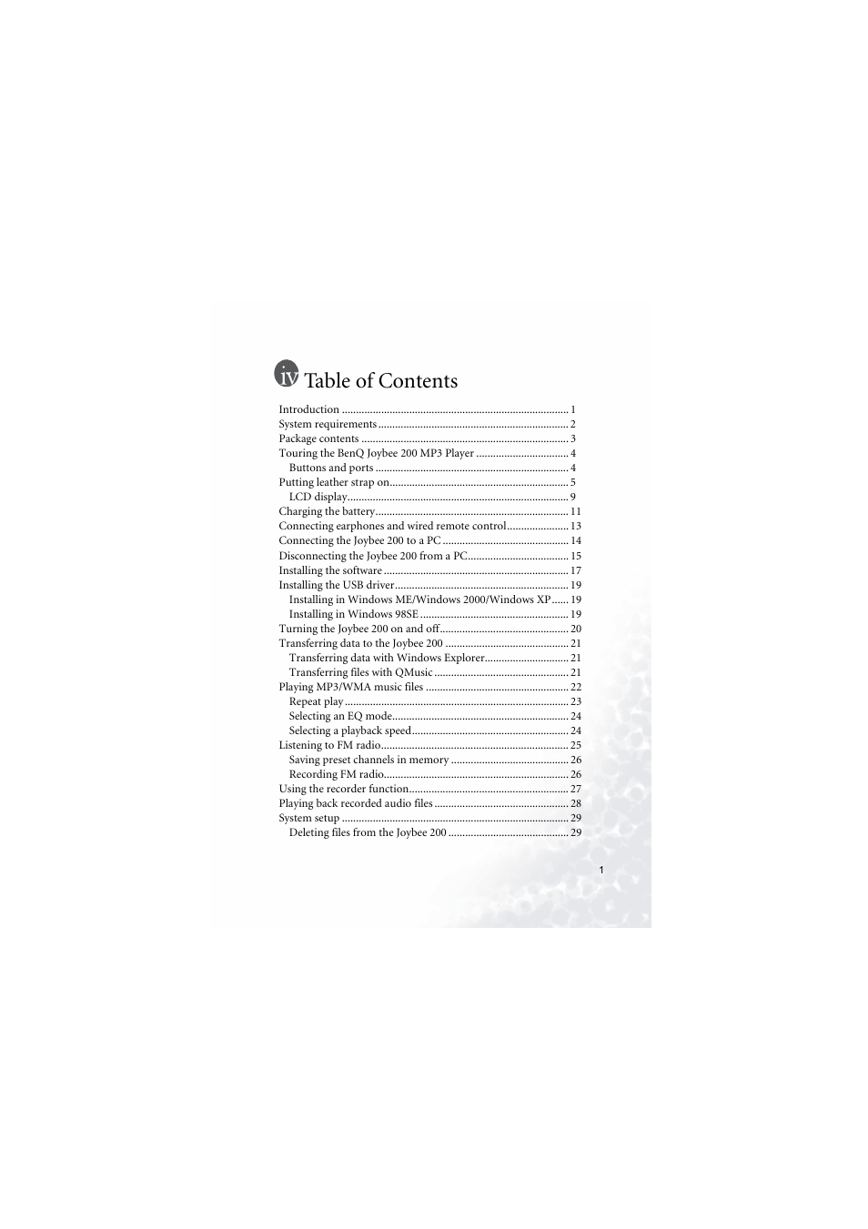 BenQ Joybee 200 User Manual | Page 5 / 69