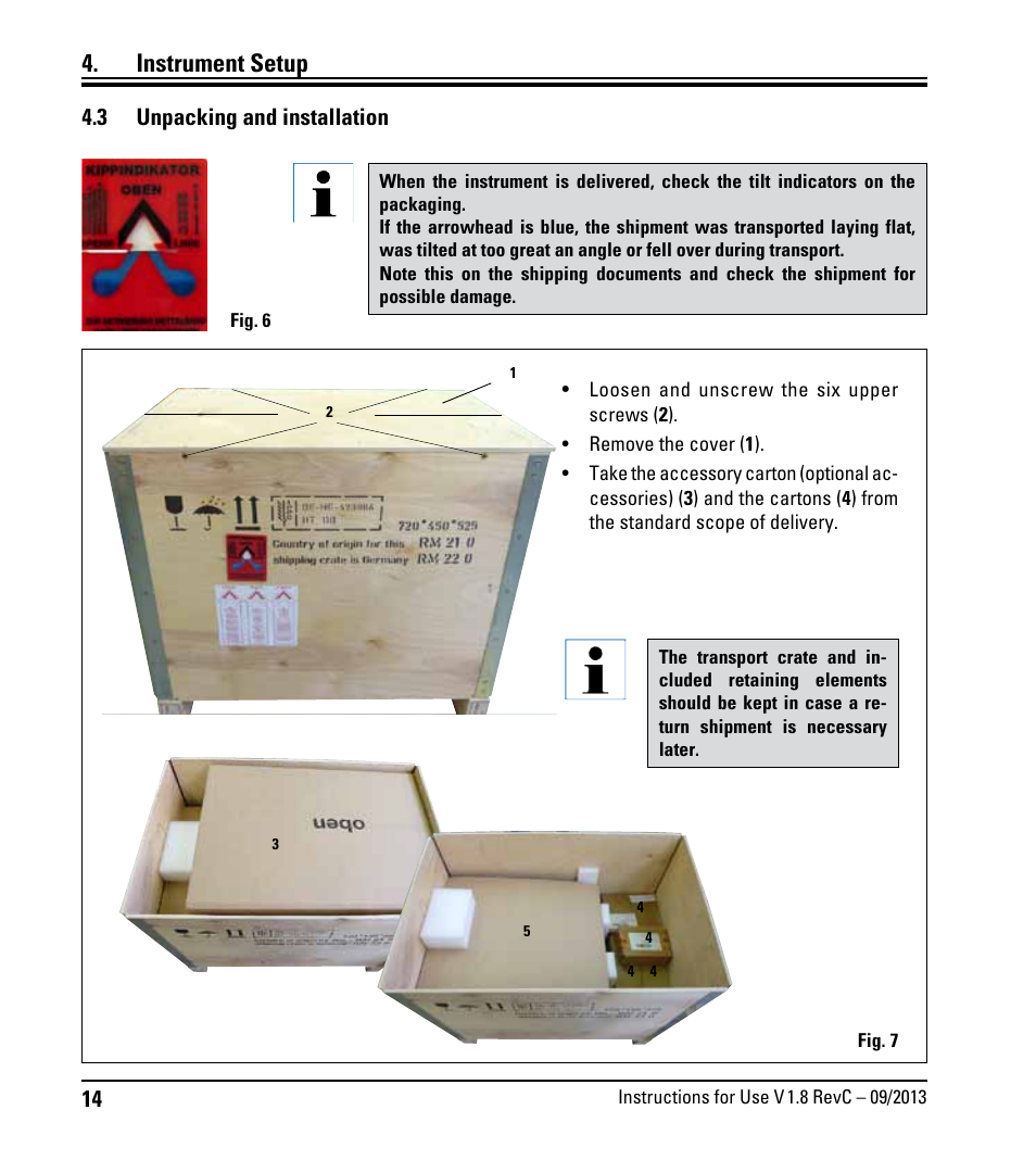 3 unpacking and installation, Unpacking and installation, Instrument setup | Leica Biosystems RM2235 User Manual | Page 16 / 78
