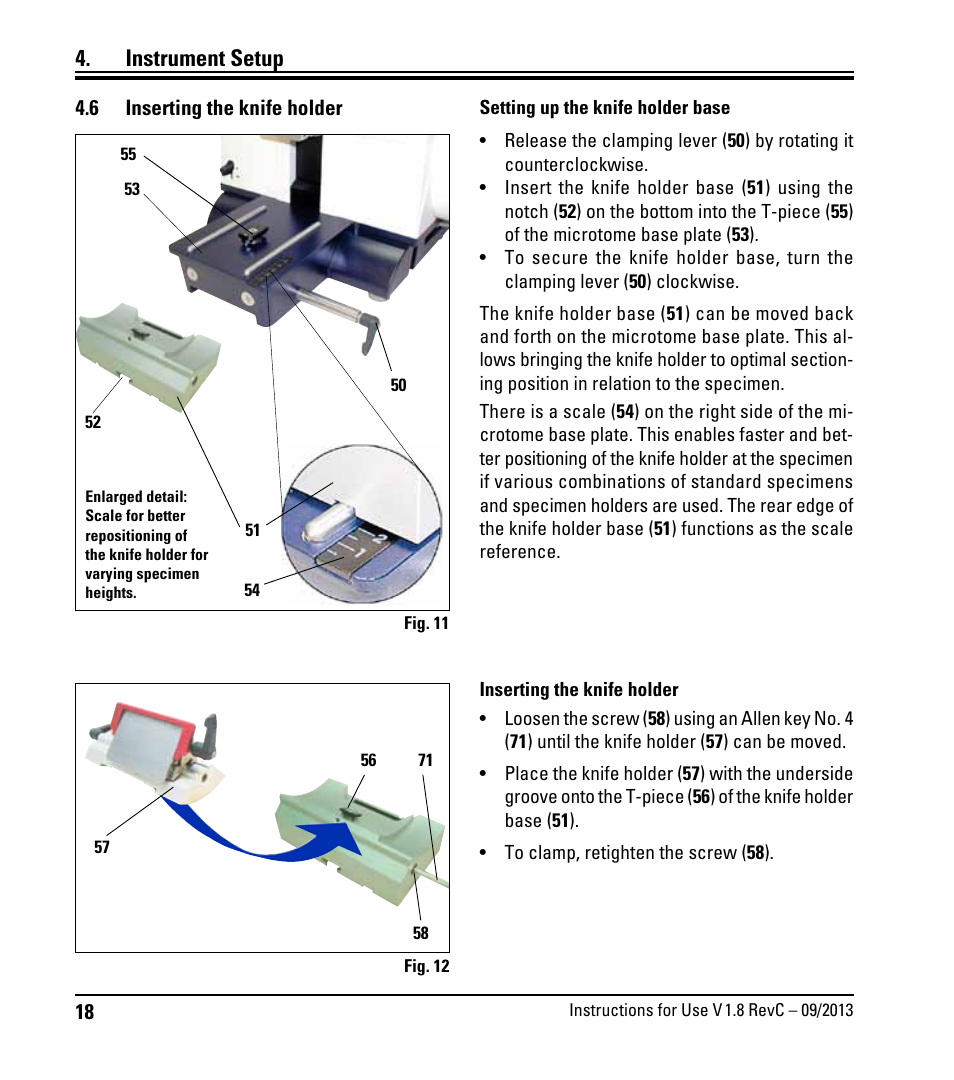 6 inserting the knife holder, Inserting the knife holder, Instrument setup | Leica Biosystems RM2235 User Manual | Page 20 / 78