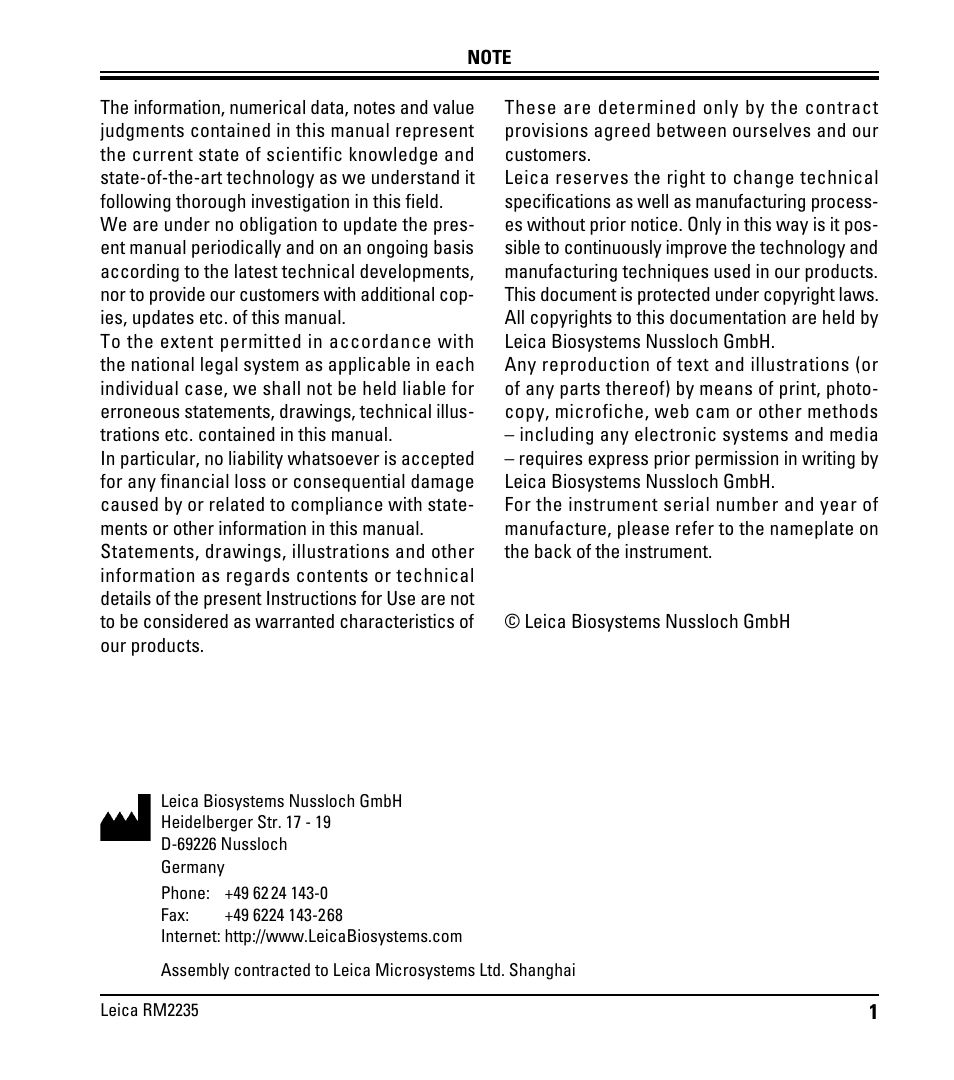 Leica Biosystems RM2235 User Manual | Page 3 / 78