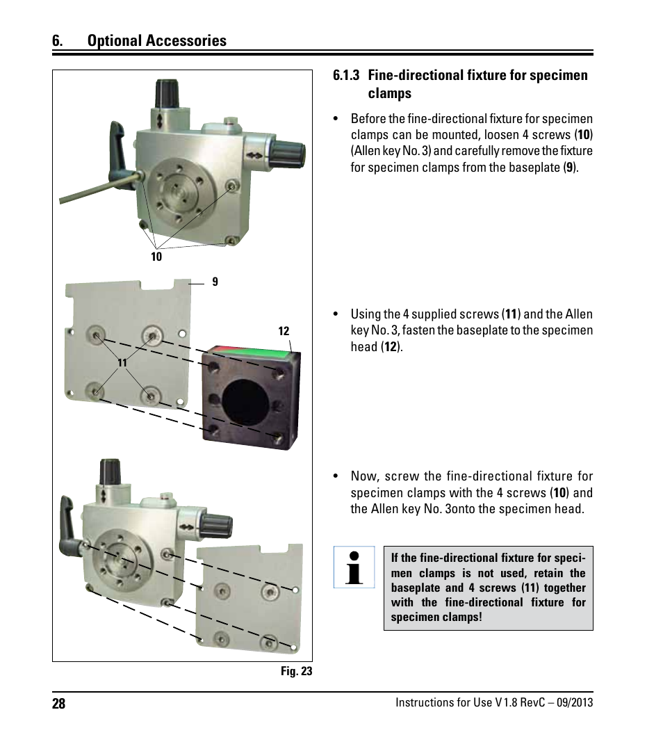 3 fine-directional fixture for specimen clamps, 3 fine-directional fixture for specimen clamps, Optional accessories | Leica Biosystems RM2235 User Manual | Page 30 / 78