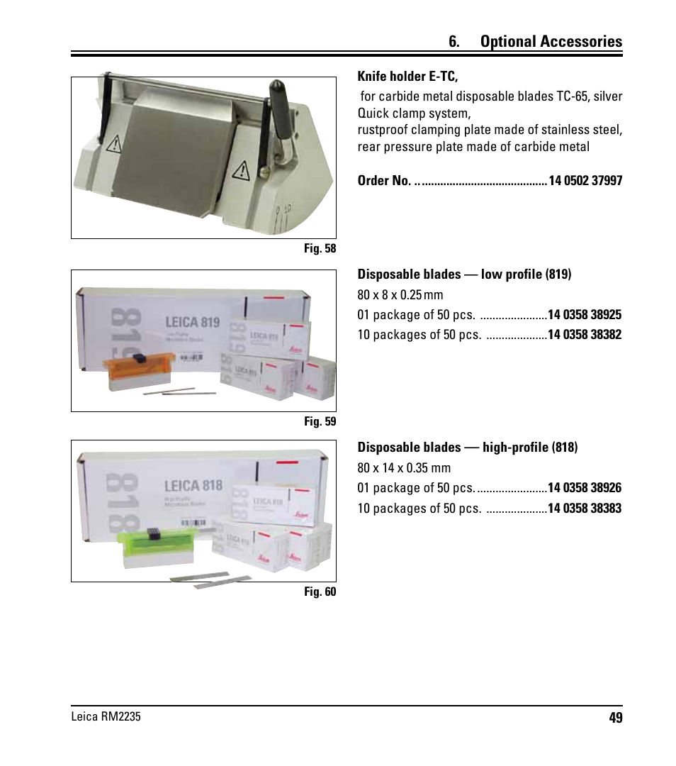Optional accessories | Leica Biosystems RM2235 User Manual | Page 51 / 78