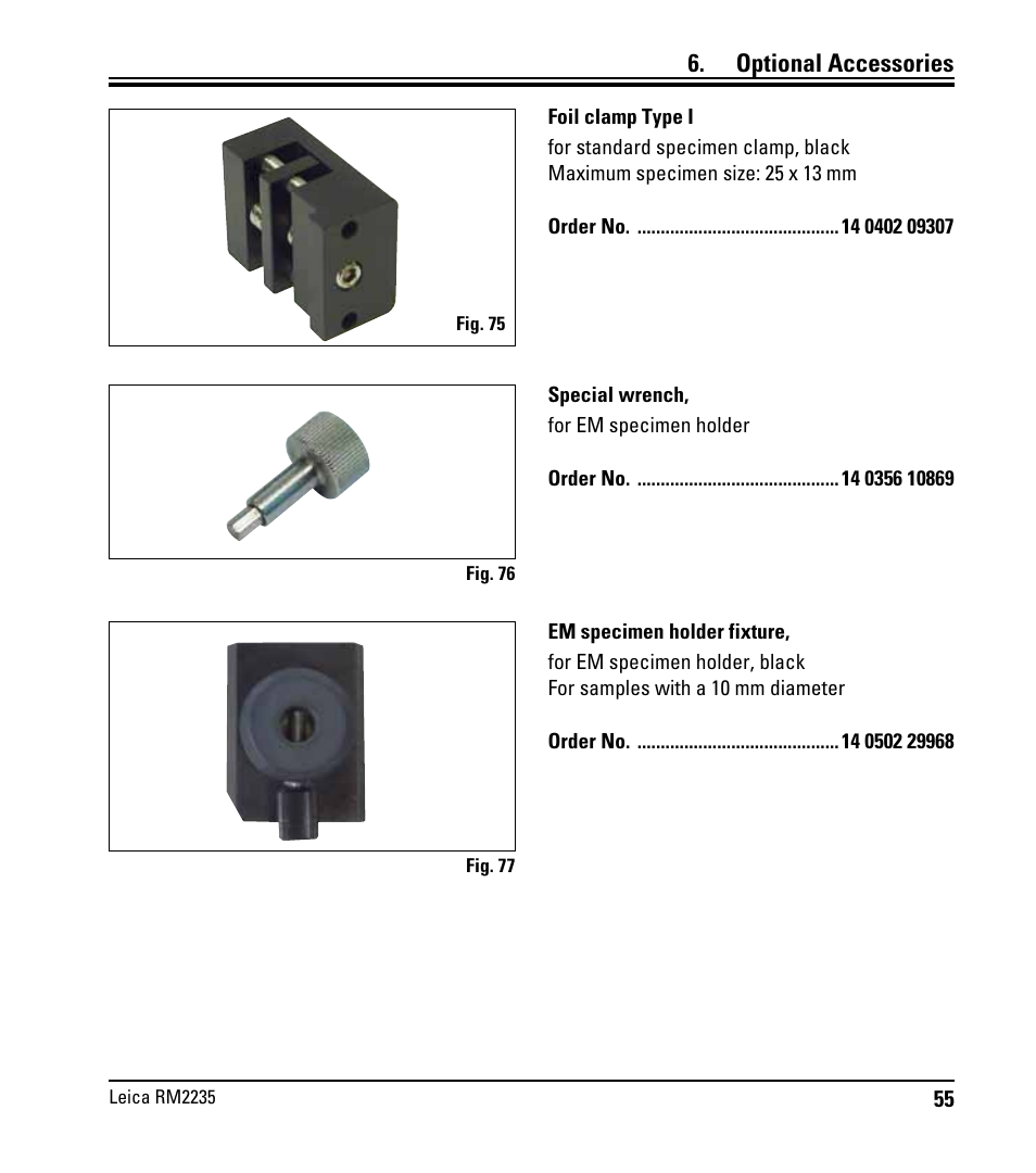 Optional accessories | Leica Biosystems RM2235 User Manual | Page 57 / 78