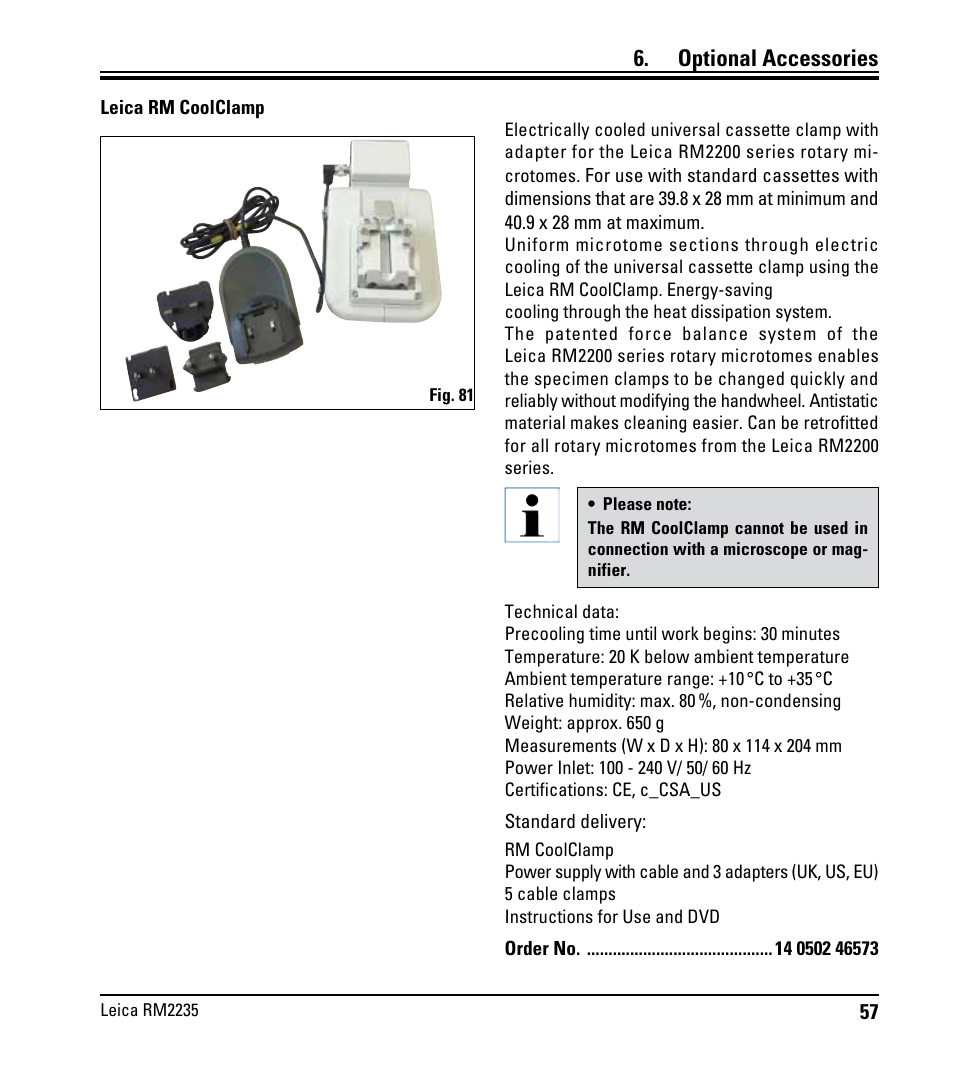 Optional accessories | Leica Biosystems RM2235 User Manual | Page 59 / 78