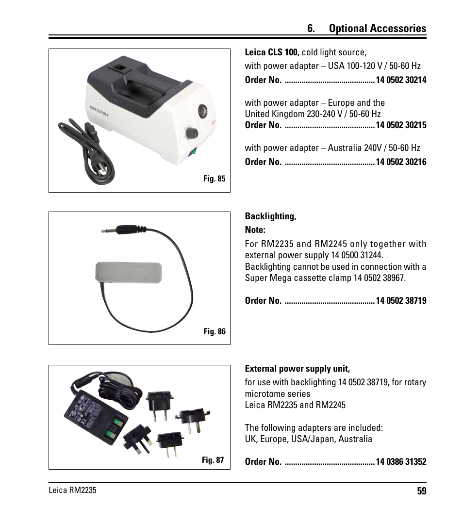 Optional accessories | Leica Biosystems RM2235 User Manual | Page 61 / 78