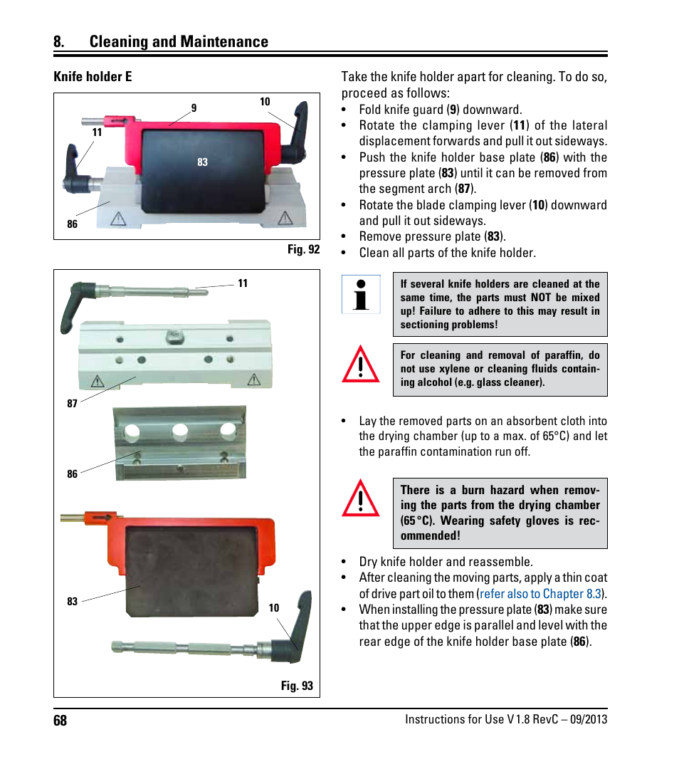 Cleaning and maintenance | Leica Biosystems RM2235 User Manual | Page 70 / 78