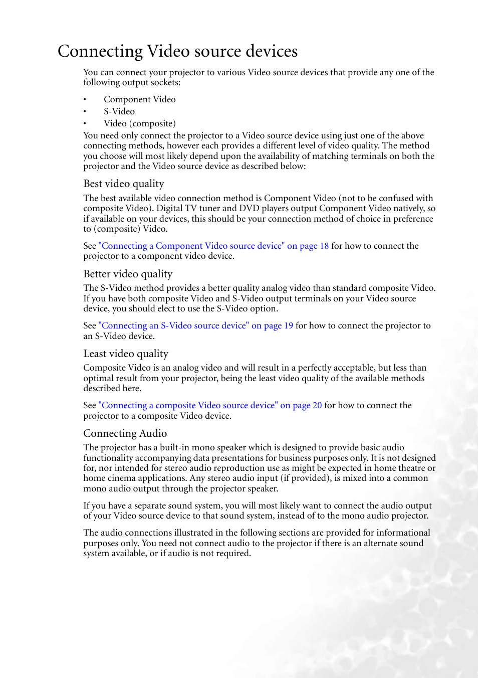 Connecting video source devices | BenQ MP610 User Manual | Page 23 / 55