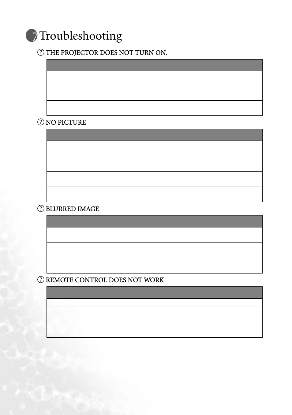 Troubleshooting | BenQ MP610 User Manual | Page 50 / 55