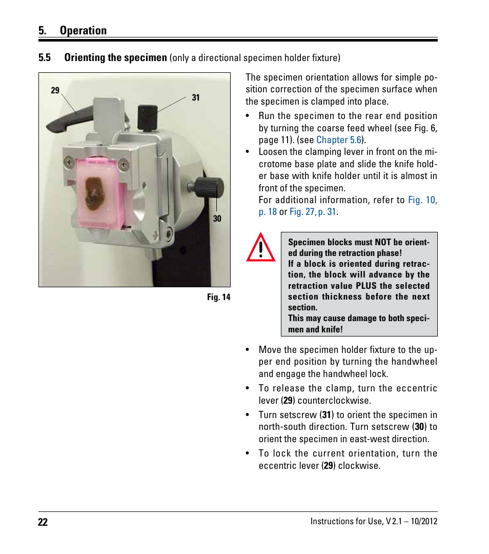 Operation | Leica Biosystems RM2125 RTS User Manual | Page 22 / 60