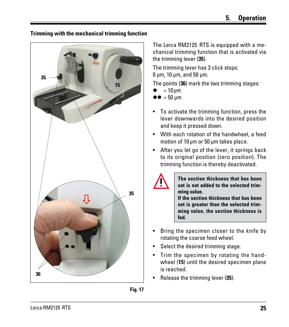 Operation | Leica Biosystems RM2125 RTS User Manual | Page 25 / 60