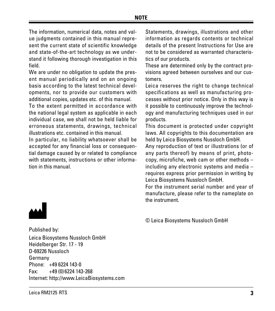 Leica Biosystems RM2125 RTS User Manual | Page 3 / 60