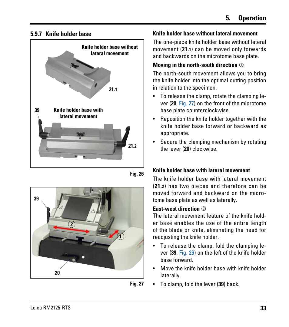 7 knife holder base, Operation | Leica Biosystems RM2125 RTS User Manual | Page 33 / 60