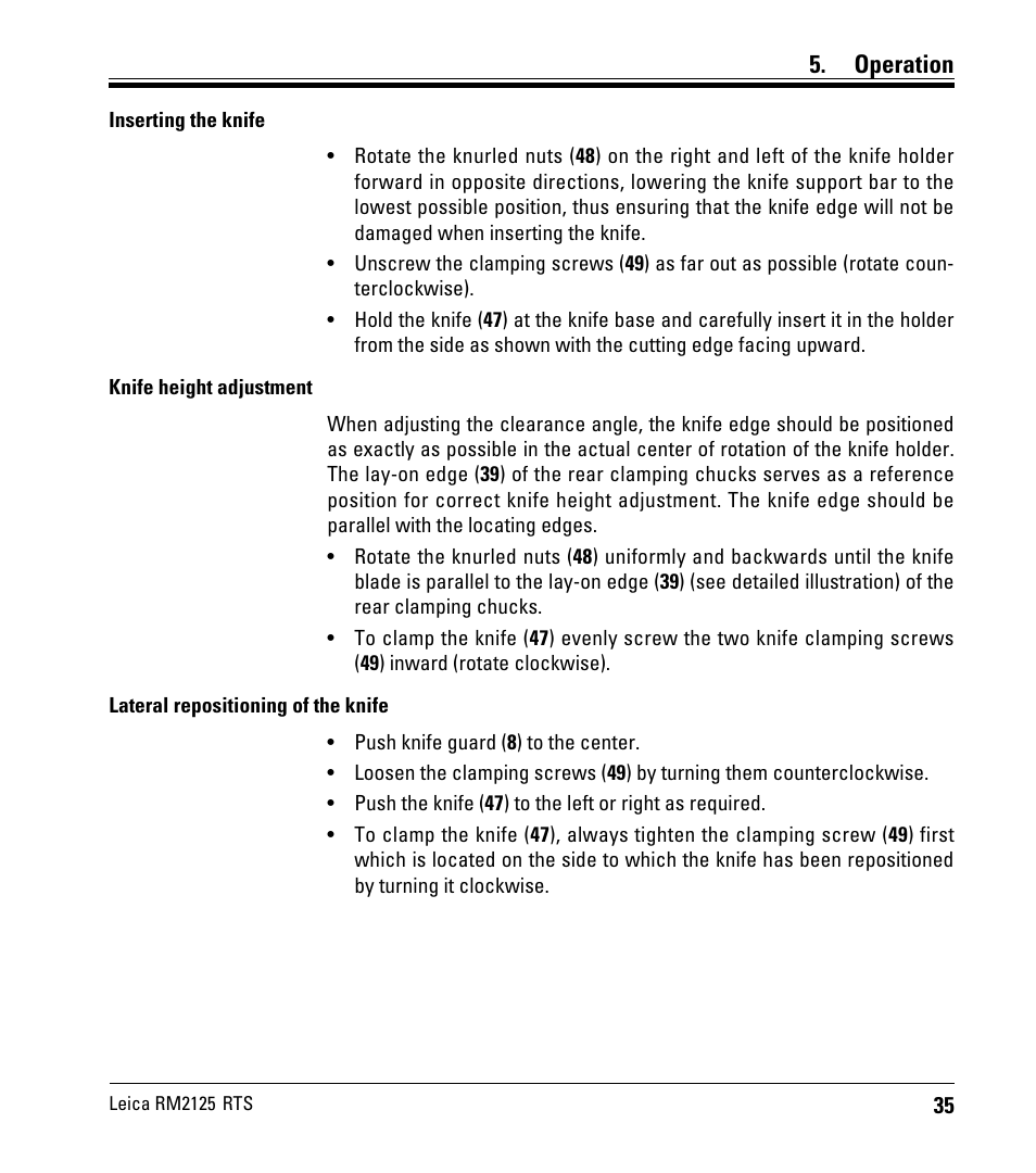 Operation | Leica Biosystems RM2125 RTS User Manual | Page 35 / 60