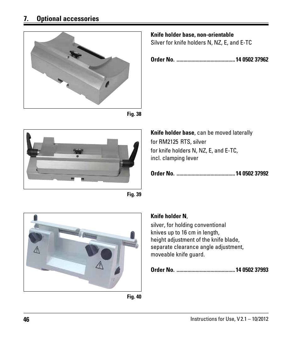 Optional accessories | Leica Biosystems RM2125 RTS User Manual | Page 46 / 60