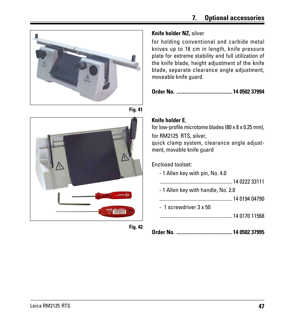 Optional accessories | Leica Biosystems RM2125 RTS User Manual | Page 47 / 60